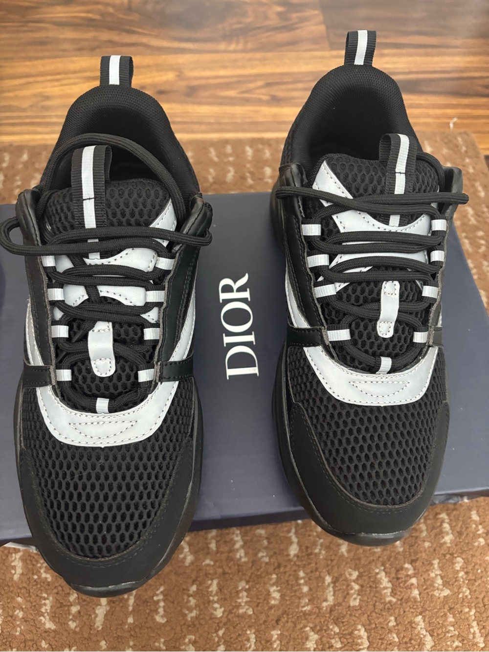Dior Black and White Mesh Runner Sneakers